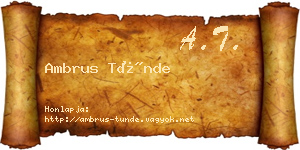 Ambrus Tünde névjegykártya